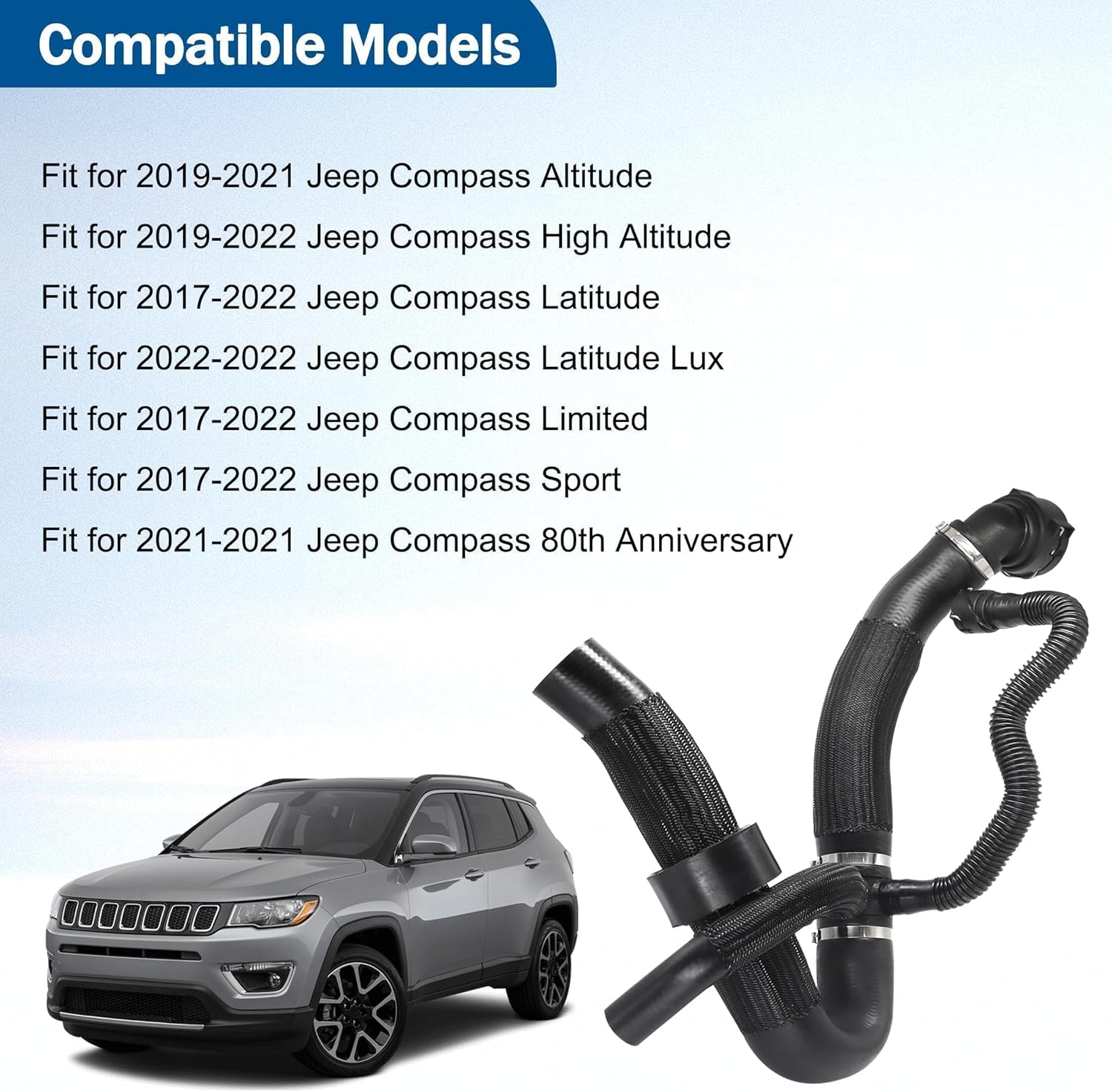 Engine Radiator Coolant Outlet Hose Fit for Jeep Compass Altitude/Latitude/Limited/Sport 2.4L 2017-2022 Replace # 68380330AA 68380330AB 68249896AC Lower Coolant Reservoir Radiator Pipe