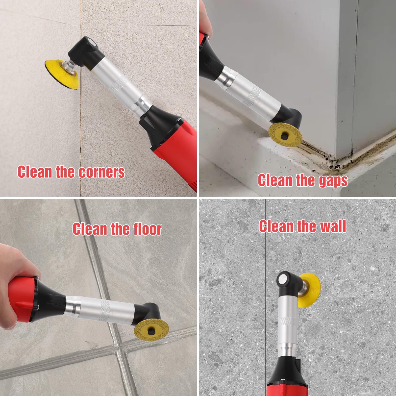 Reparaturwerkzeug für Fliesenfugen, 18-teiliges Set mit rechtem Schleifer, 350 W, 6 Geschwindigkeitsstufen, Polierzubehör, Schleifen und Schneiden