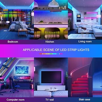 HBOWMDJIA 100ft Led Lights for Bedroom, Led Strip Lights Music Sync Corlor Changing, Led Light Strip with Remote & App Control RGB Strip, Led Lights for Room Dorm Home Classroom Ceiling Decor
