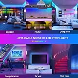 HBOWMDJIA - Tira de luces LED de 100 pies para dormitorio, sincronización de música, tira de luces LED con cambio de color, tira de luces LED con control remoto y aplicación, tira de luces LED RGB