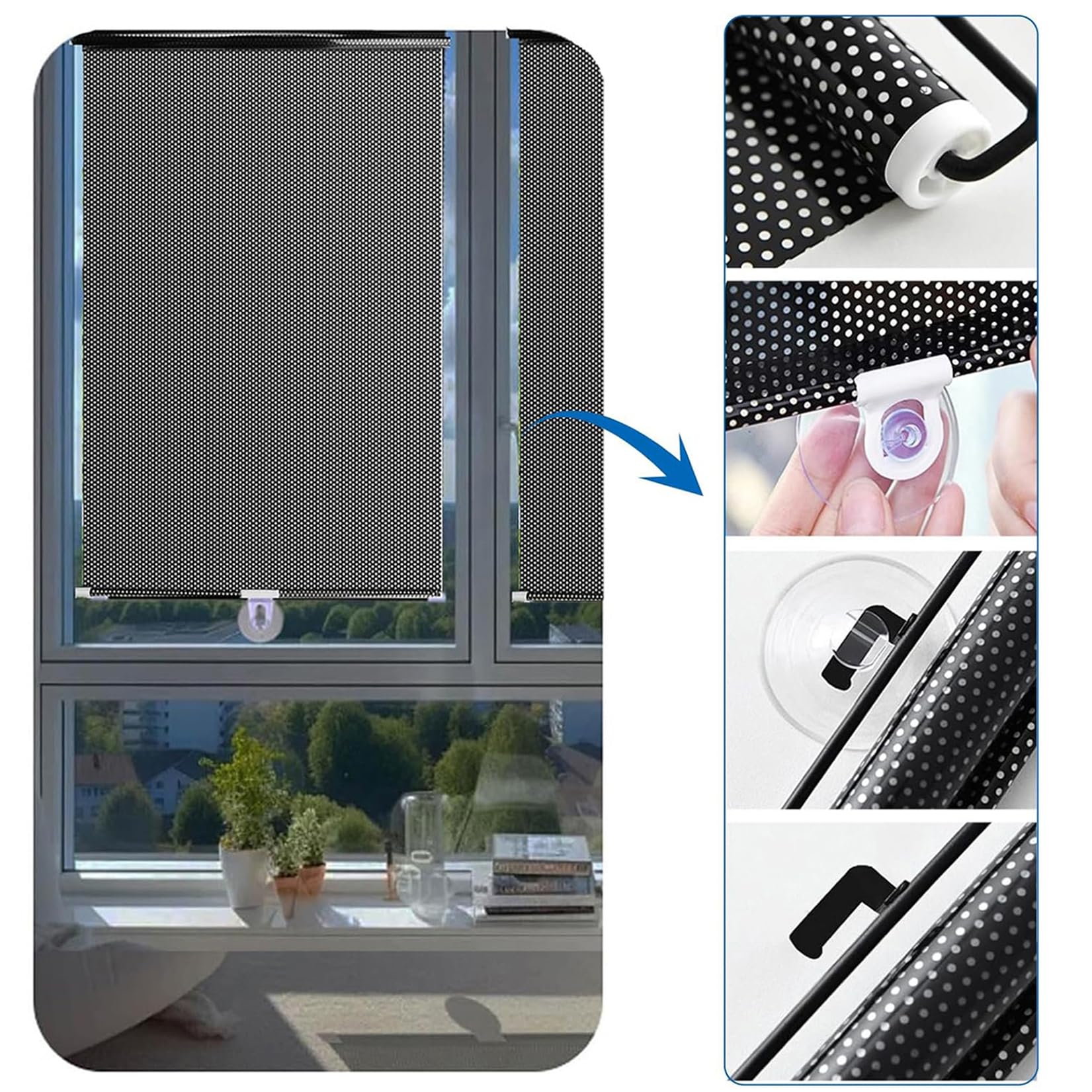 Store Occultant sans Perçage pour Fenetre 80x190cm Rideau Enrouleurs Thermiques avec Ventouse,Transmission De La LumièReprotection Solaire,pour FenêTre De Toit Chambre/Salon/Bureau/Voiture
