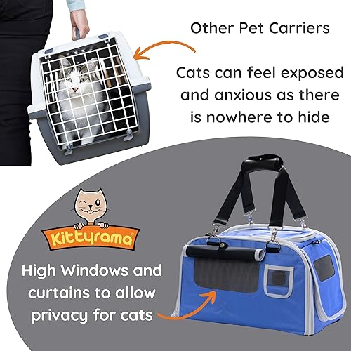 Vista 20 de Kittyrama - Transportador para gatos 2 en 1 de lados suaves y escondite en el hogar - Transportador calmante recomendado por veterinarios, Roamer