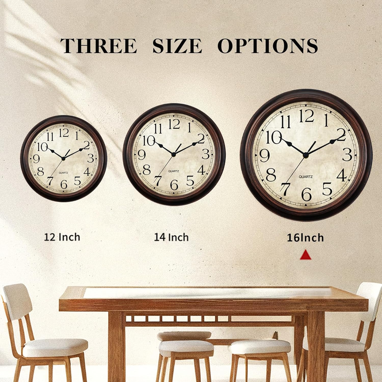 KECYET Wall Clock Battery Operated Vintage Silent Non-Ticking Analog Wall Clocks 16 Inch Small Retro Clock Decorative for Kitchen Bathroom Bedroom Home Office (Bronze)