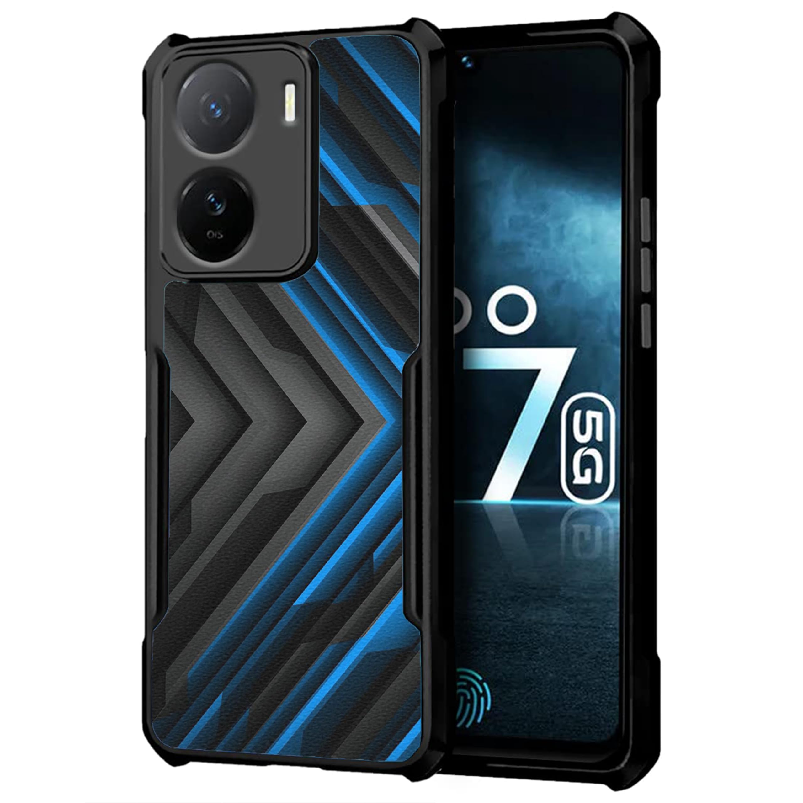 COBERTA Slim Shockproof 360 Degree Protection Design Back Cover Case for IQOO Z7s 5G | (Bright Black and Blue 3D Design) (B0CMQGGFPZ) Amazon Price History, Amazon Price Tracker