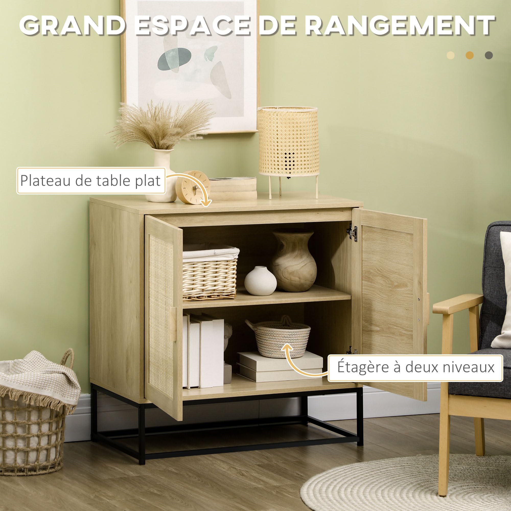 HOMCOM Laag dressoir, opbergkast, bohemien design