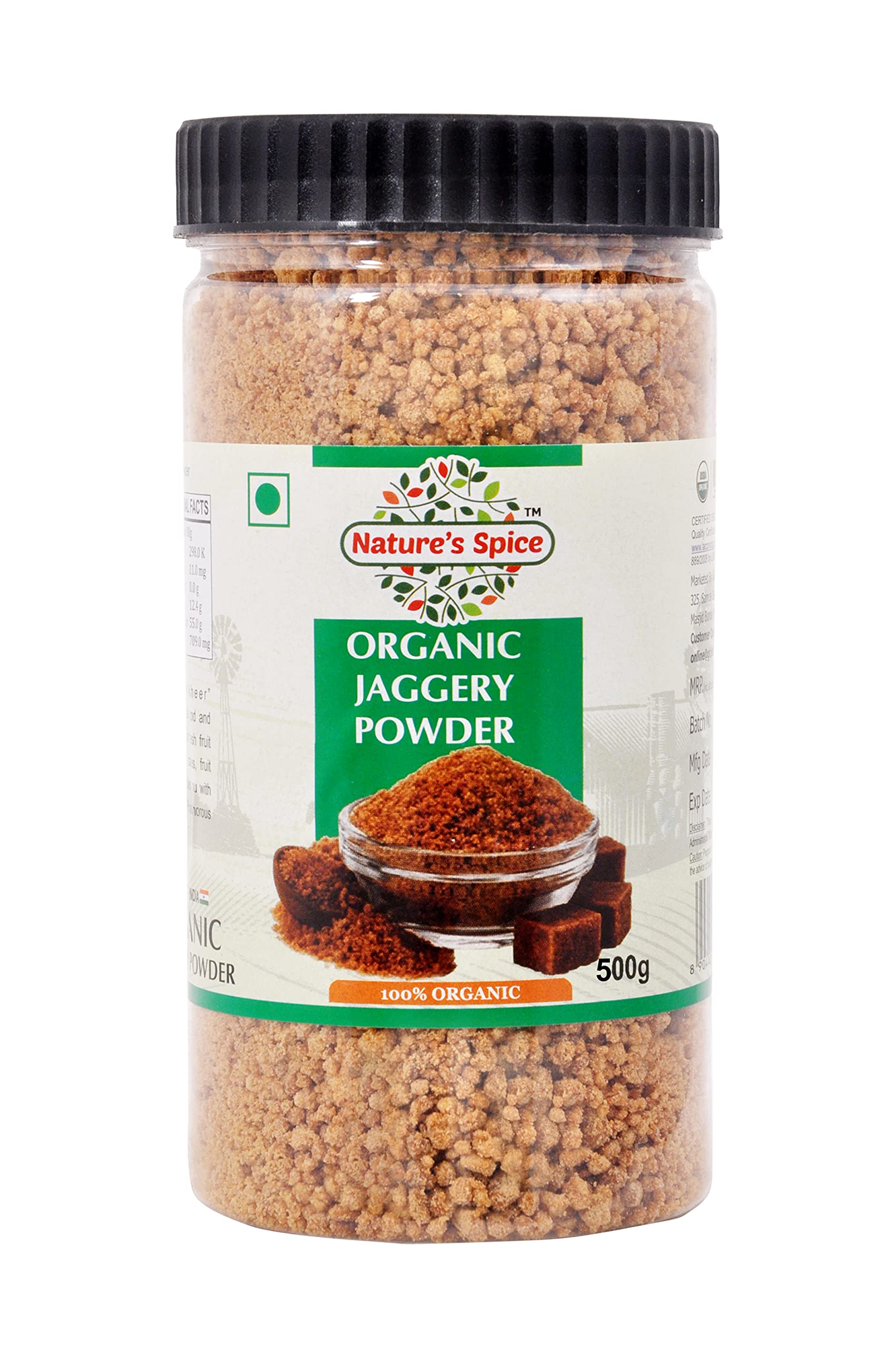 Nature's Spice Jaggery Powder – Pack of 500g (Gud Powder) Organic Nutrient-Rich Gud Churan | Natural Unrefined Sweetener for Cooking & Beverages | Iron-Boosting & Healthy Sugar Substitutes