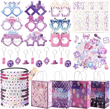Vanblue 110 Pcs Kpop Party favors Popular Singer Party Friendship Gifts Set Birthday Decorations Supplies, Paper Glasses Goodie Bag Stuffers Gift for Girls Boys Women 80s Y2K Kpop Disco Fans