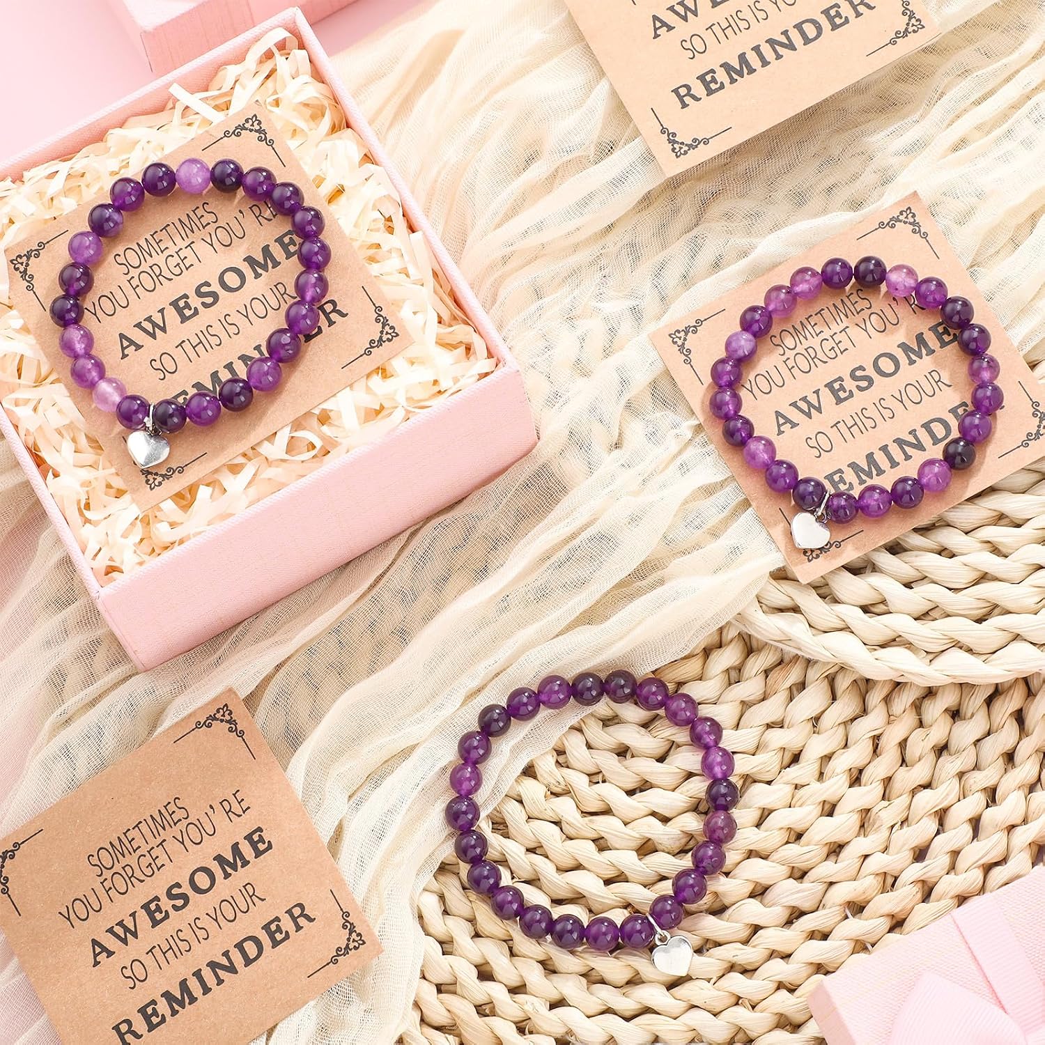 Blosssound 12 Set Sometimes You Forget You're Awesome Bracelets Bulk for Women Coworker Appreciation Inspirational Bracelets