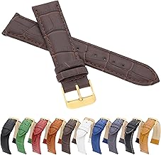 MARCHEL Gold Croco LM Leather Strap Black Blue White Brown Red Green Crocodile Pattern Cowhide Leather Watch Strap Golden Clasp