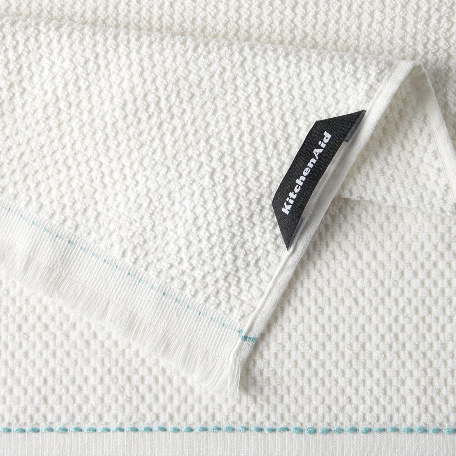 KitchenAid Gourmet Series Gridlines Kitchen Towels 3-Pack Set, 100% Cotton Absorbent, Mineral Water Aqua, 18"x28"