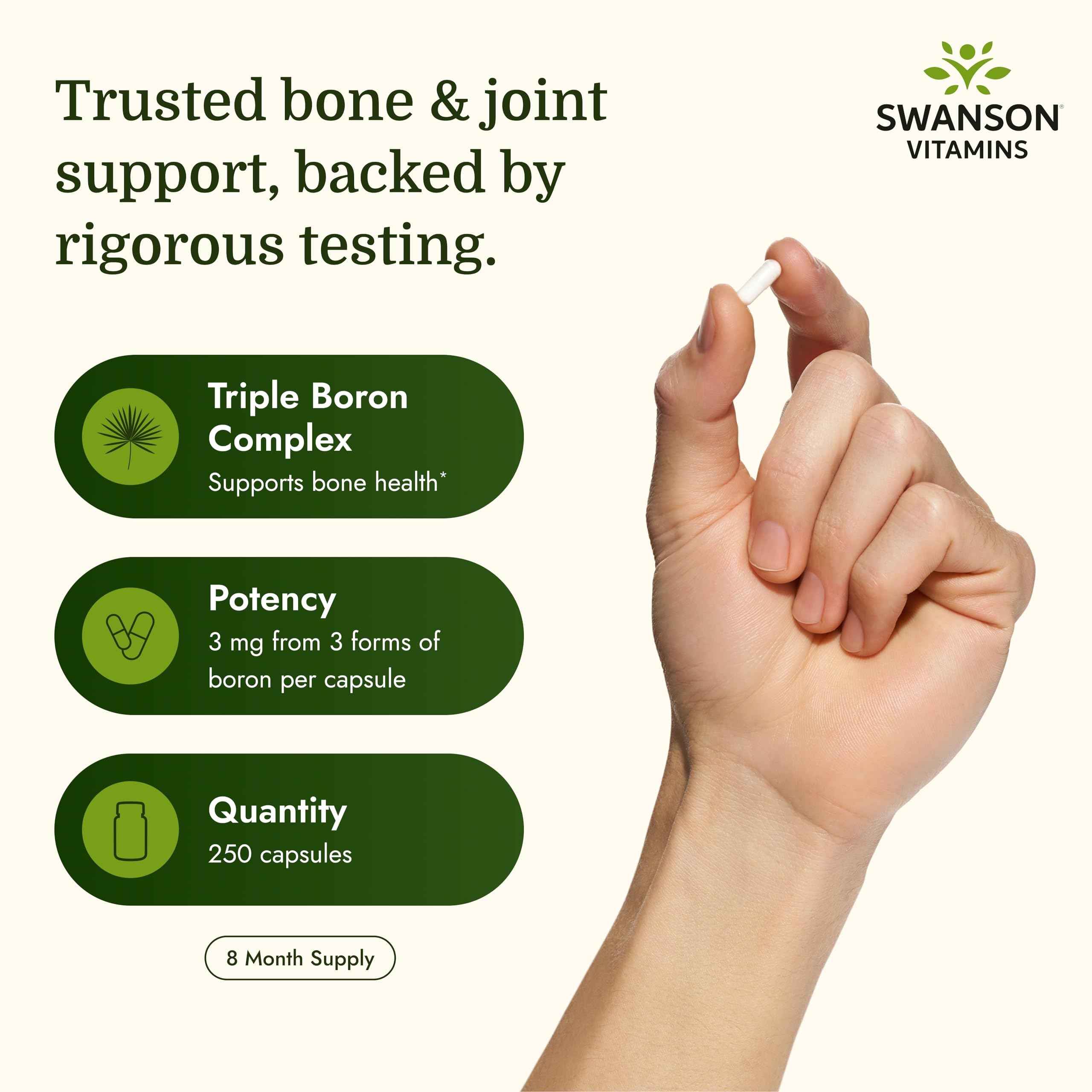 Swanson Triple Boron Complex Bone and Joint Supplement, 250 Capsules — Amazon image 3