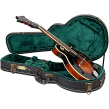 Crossrock F-style Mandolin Hardshell Case, Vintage Hardware, Sponge Lining, Metal Feet, Storage Space-Black CRW520MFBK