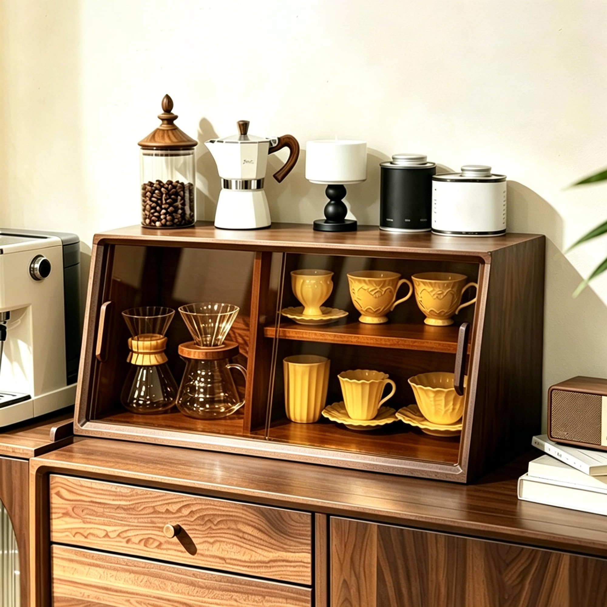 Kleines Küchenservierregal Für Arbeitsplatte Küchenschrank-Organizer Aus Massivholz Mit Türen Aufbewahrungsschrank Für Gewürzdosen Tassen Und Kosmetikartikel,Trap c,W40cm