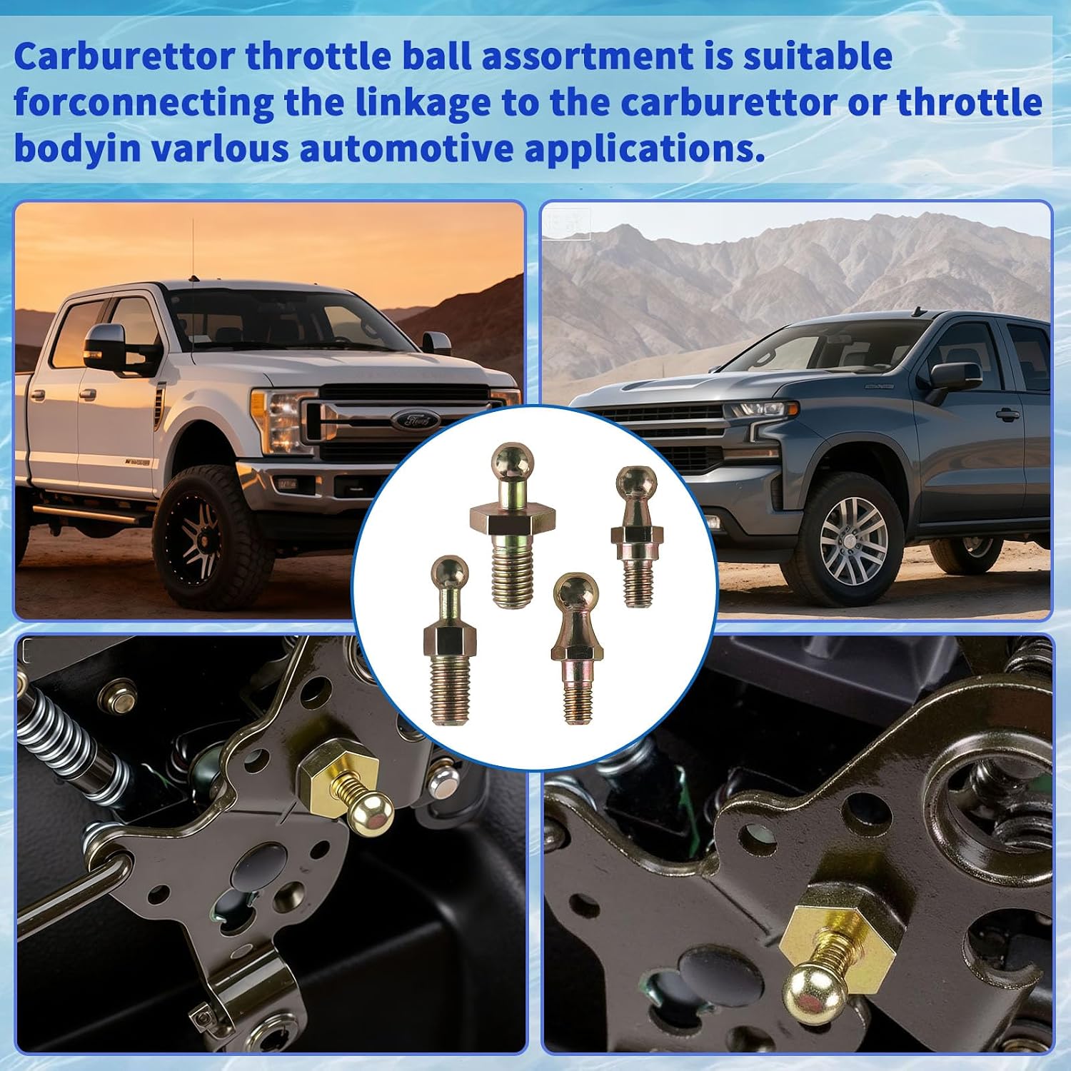 20-2 Carburetor Throttle Ball Assortment Compatible with Holley Carburetor Linkage & Control Steel Material Throttle Cable Ball Stud (1 Sets)