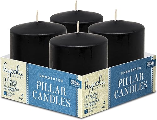 Miniatura 9 de Hyoola Velas de pilar azul hielo de 2 x 3 pulgadas, paquete de 4 velas de pilar sin perfume a granel, hechas en Europa
