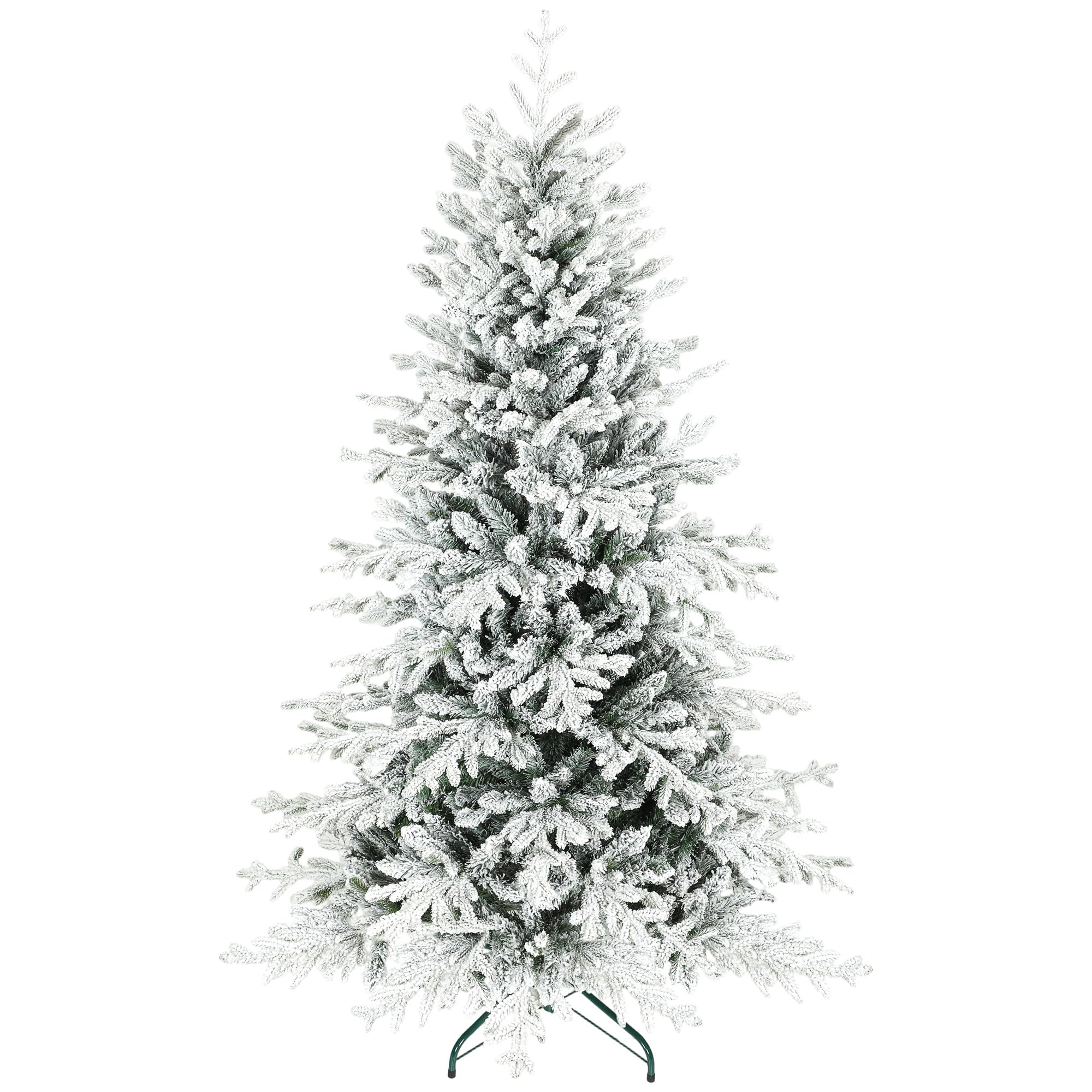 homcom sapin noël floqué 180 cm