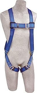 3M Protecta First AB17510 Fall Protection Full Body 3-Point Adjustment Harness, Back D-ring, Universal, Pass-Thru Buckle Legs, 310# Capacity, Blue