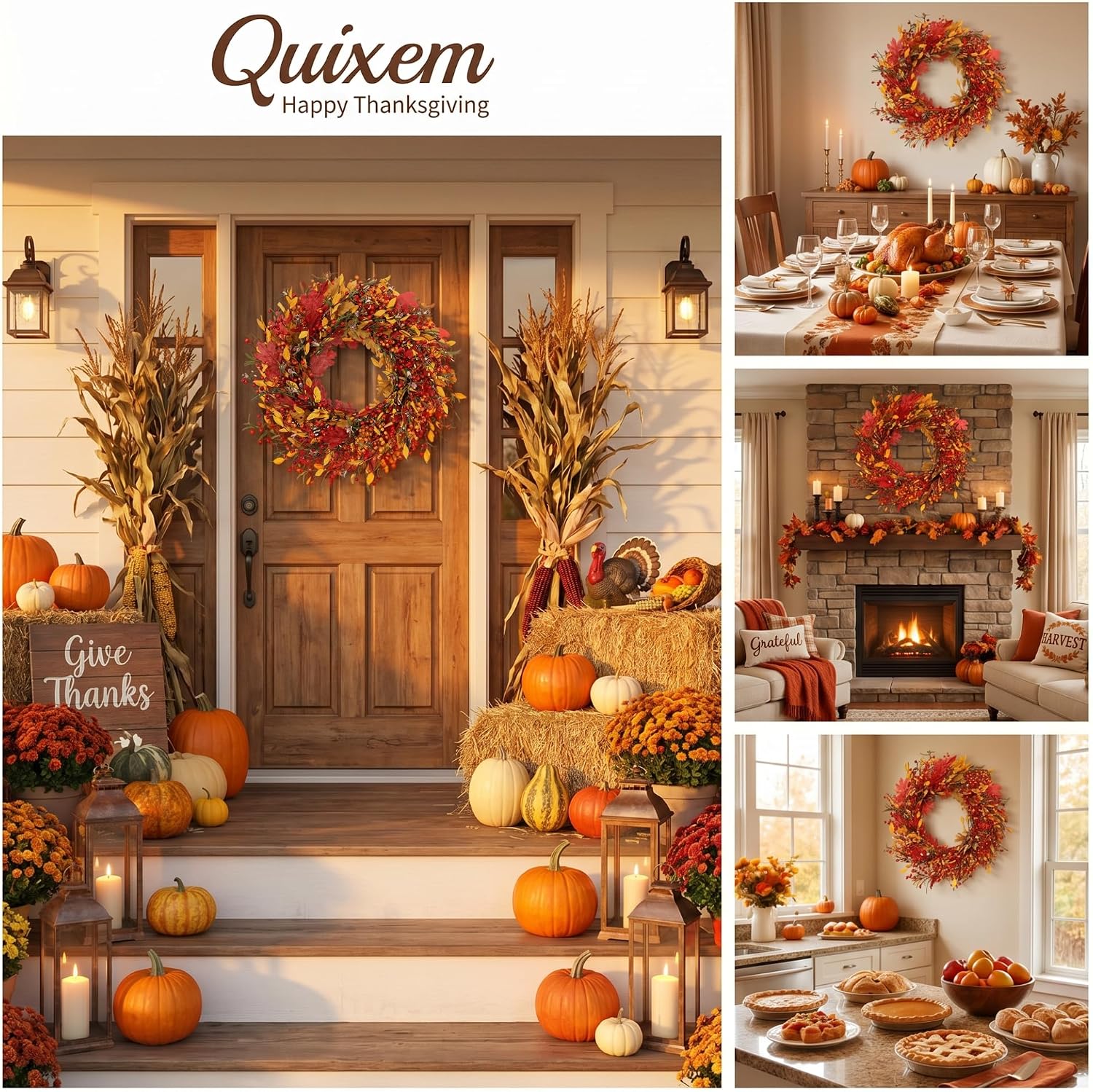 Appalachia Berry Silk Fall Door Wreath 20 Inch Harvest Front Door Decor