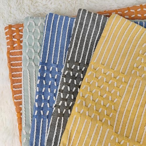 Miniatura 8 de Juego de 2 fundas de almohada bohemias a rayas, suaves, cuadradas, decorativas, para sofá y cama, 16 x 16 pulgadas, color amarillo