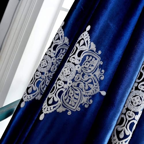 Miniatura 5 de VOGOL Cortinas extra anchas para oscurecer la habitación, 84 pulgadas de largo x 100 pulgadas de ancho, cortinas bordadas florales para puerta