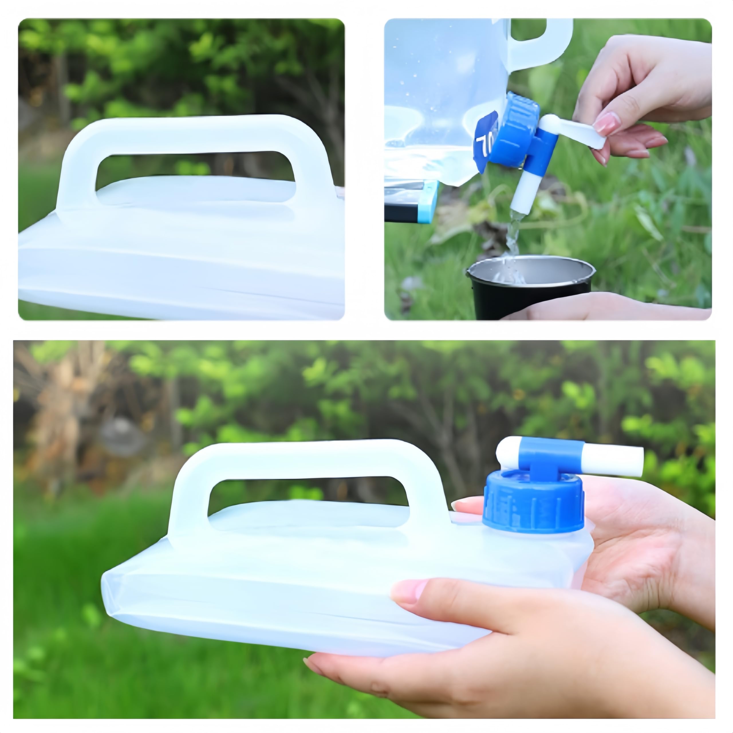 10L Acqua Pieghevole, Contenitore per l'acqua Pieghevole con beccuccio, Taniche per Acqua con Manico Portatile per Viaggi Campeggio Picnic