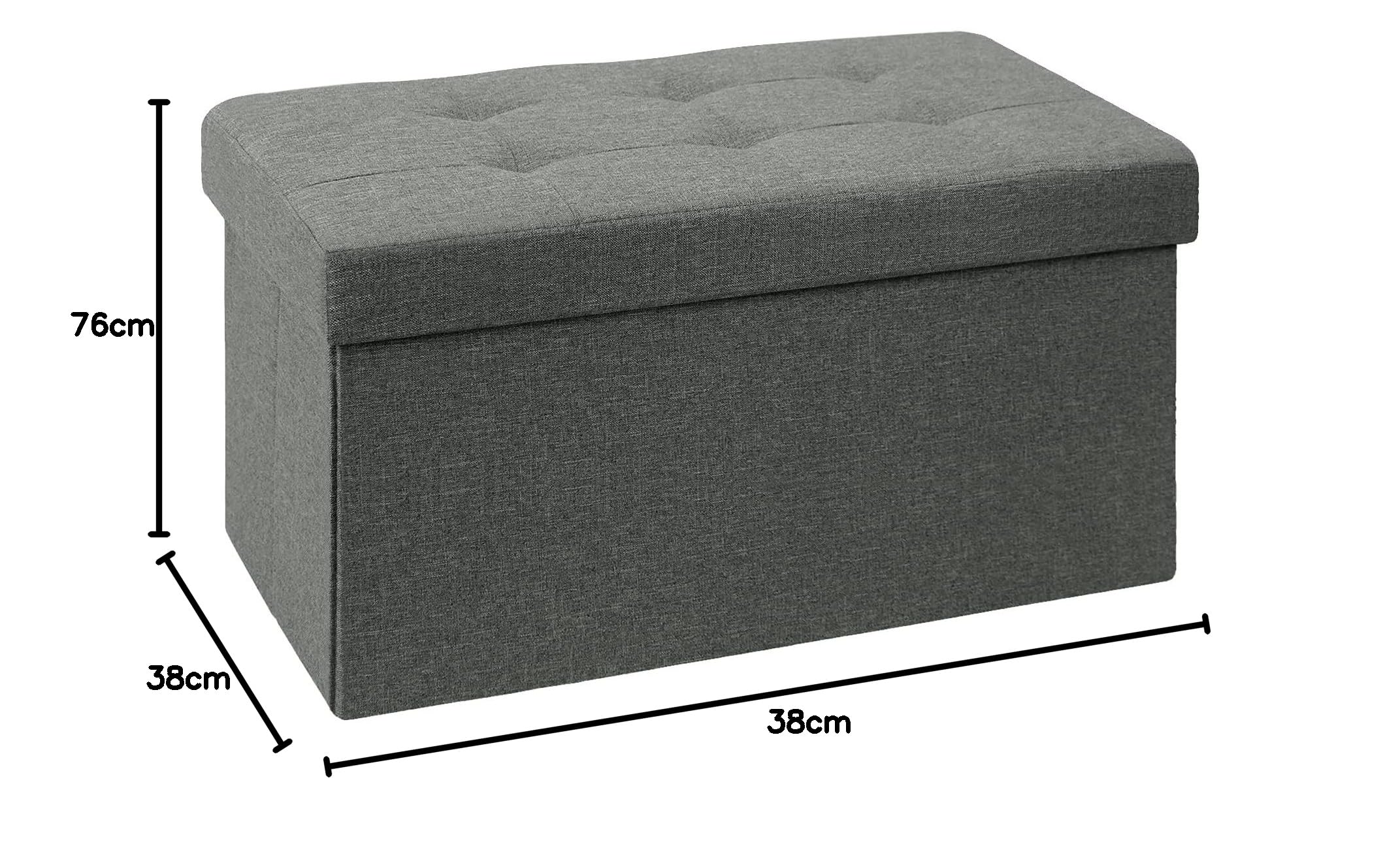 BRIAN & DANY Pouf Puff Pieghevole Stoccaggio Ottomano Poggiapiedi Sgabello Contenitore Cassapanca Pieghevole, Grigio Scuro - Tessuto Come Lino, 76 x 38 x 38 cm