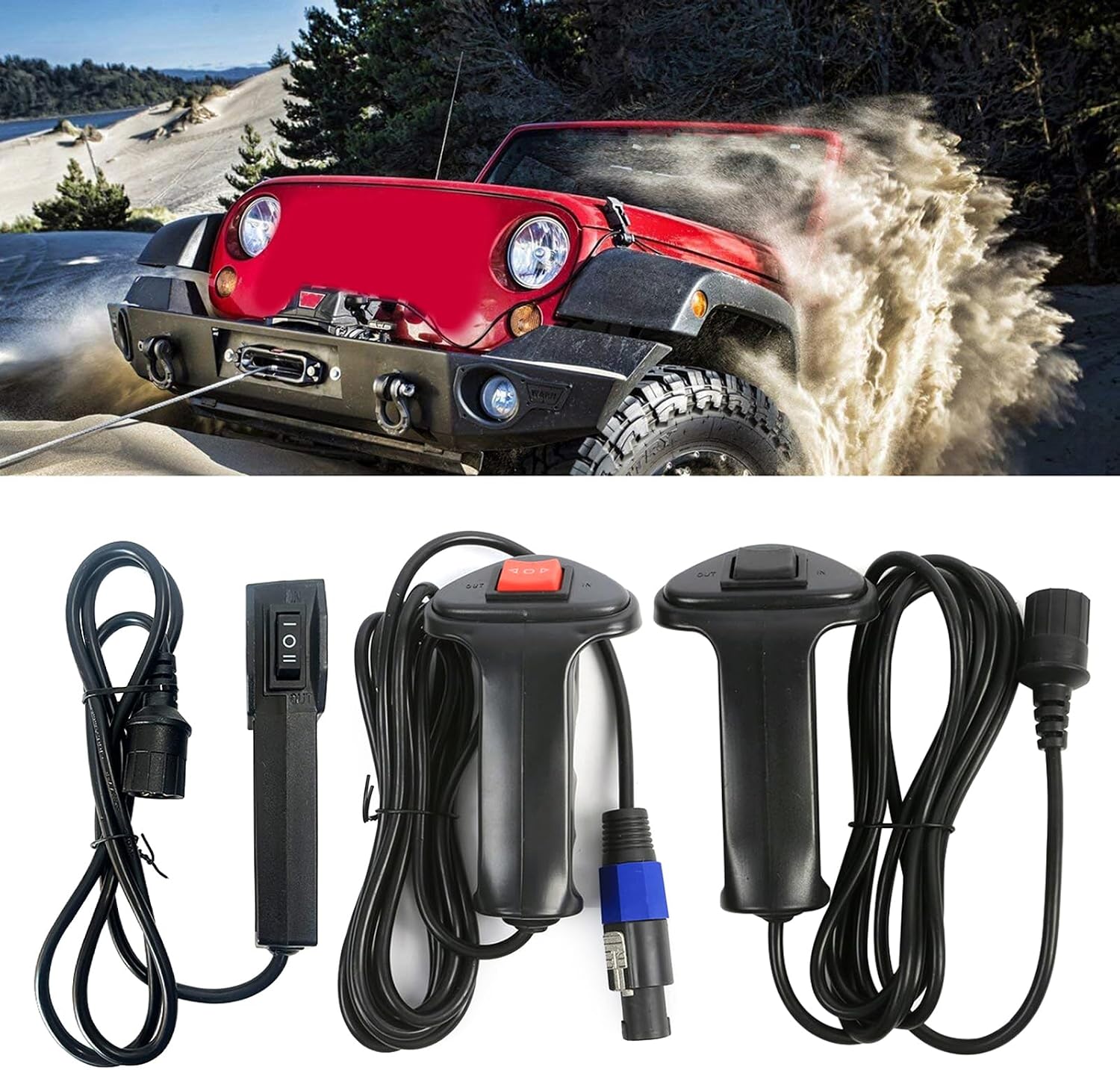 Efficient Control Switches with Extension Cable Handheld Electric Control Switches Ergonomics Designings Handheld ABS Winch Remote Controller Remote with Extension Cable