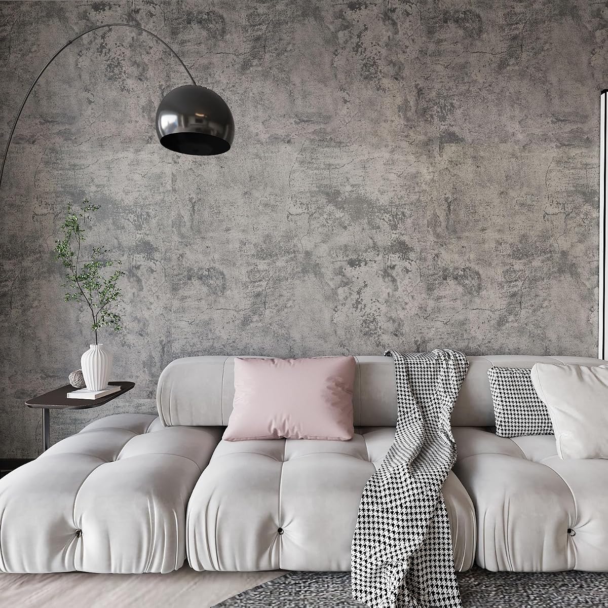 BAYYA Cement Grey Contact Paper Concrete Peel and Stick Wallpaper Industrial Style Self Adhesive Paper Waterproof Removable Decorative Paper Vinyl Film Furniture Stickers for Bathroom Kitchen Cabinets