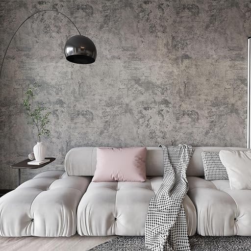 BAYYA Cement Grey Contact Paper Concrete Peel and Stick Wallpaper Industrial Style Self Adhesive Paper Waterproof Removable Decorative Paper Vinyl Film Furniture Stickers for Bathroom Kitchen Cabinets