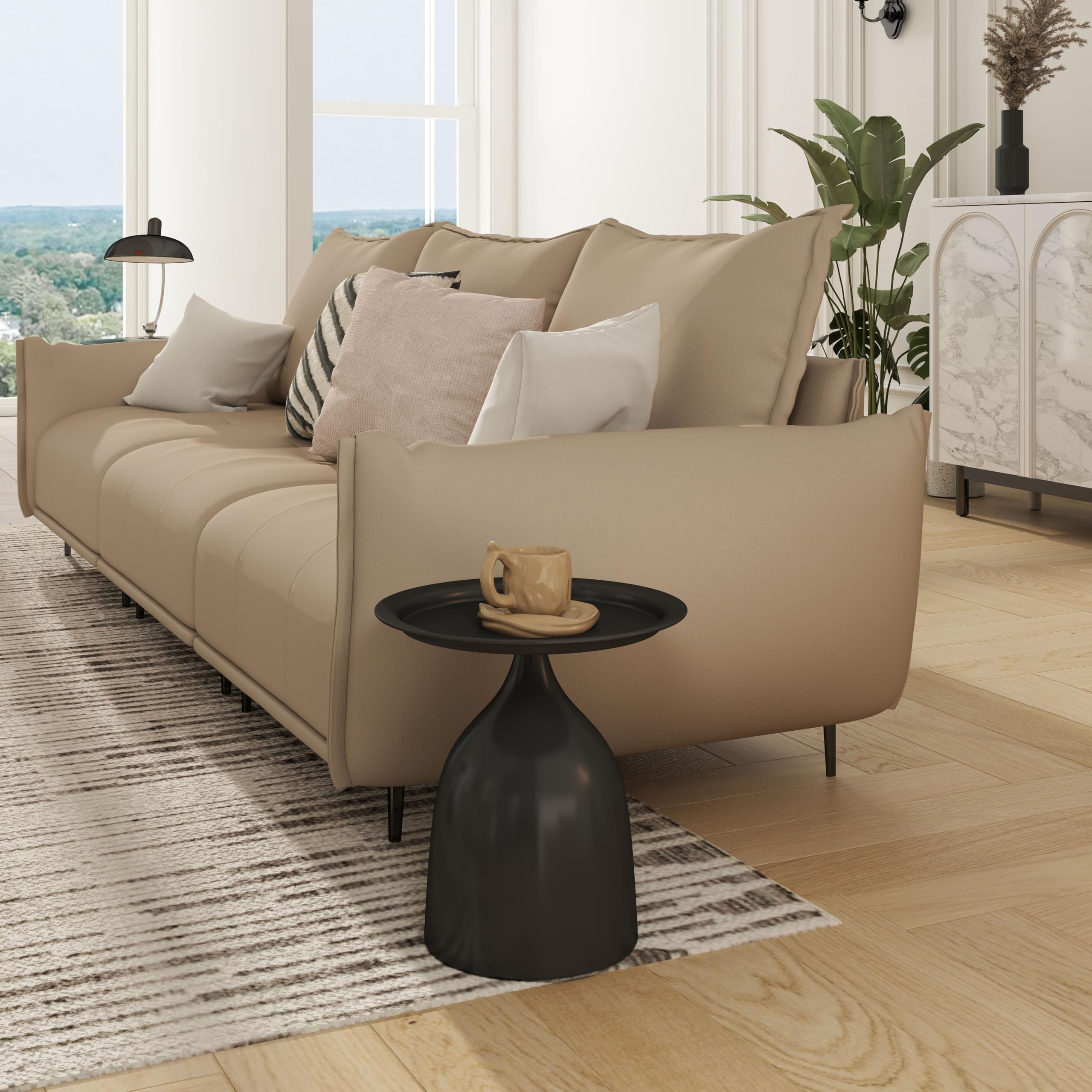 hitsuki Lot de 2 Tables Basses Gigognes, Noir Table d'appoint Rondes en Métal, Petite Table Décoration Intérieure, 40x60 cm + 40x42 cm