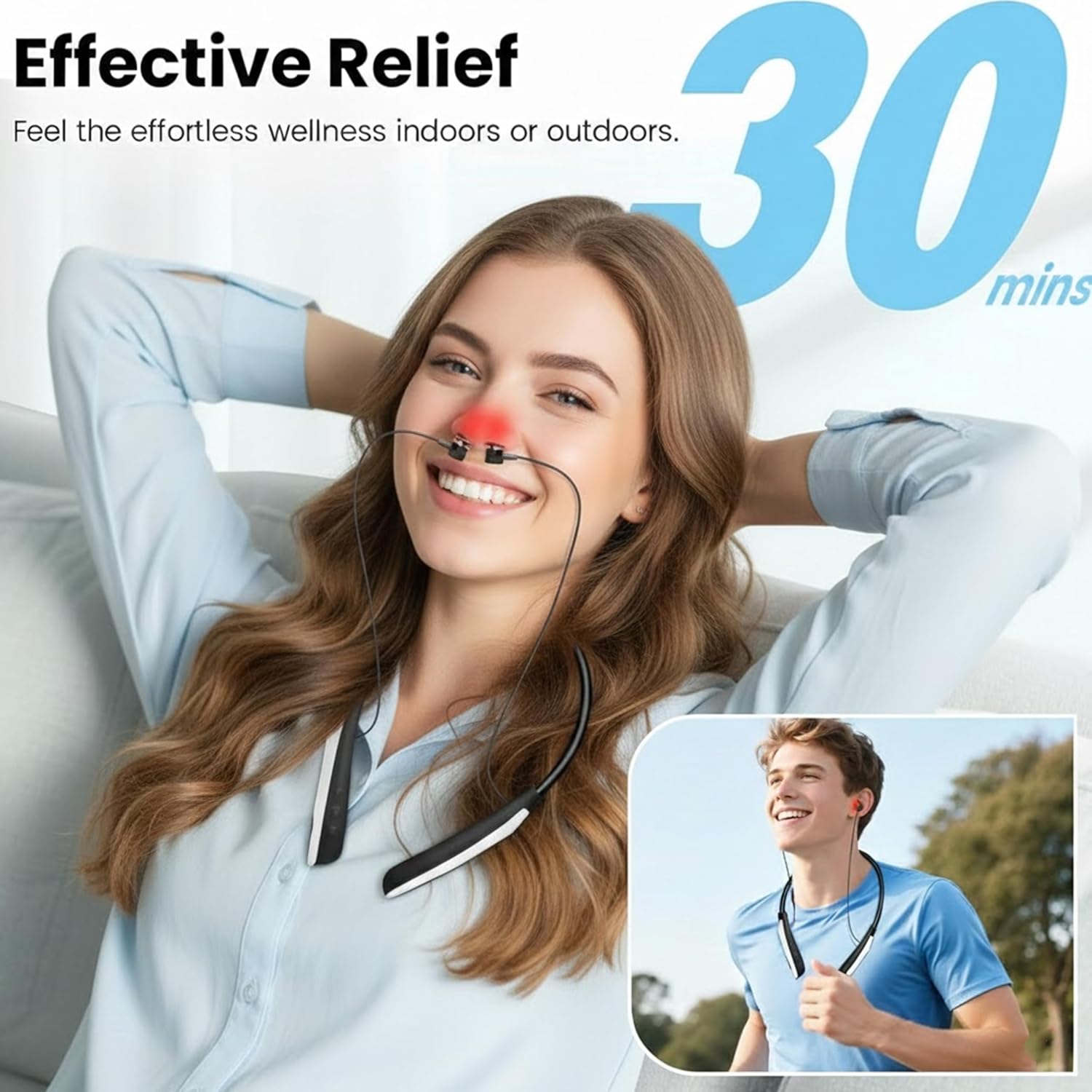 Red Light Therapy for Nose & Ears, 2-in-1 Infrared Nasal & Ear Care Device, Portable Lightweight Wellness Tool with Neck-Hanging Design, Auto Timer, Ideal for Seasonal Discomfort & Dry Indoor Air - Image 3