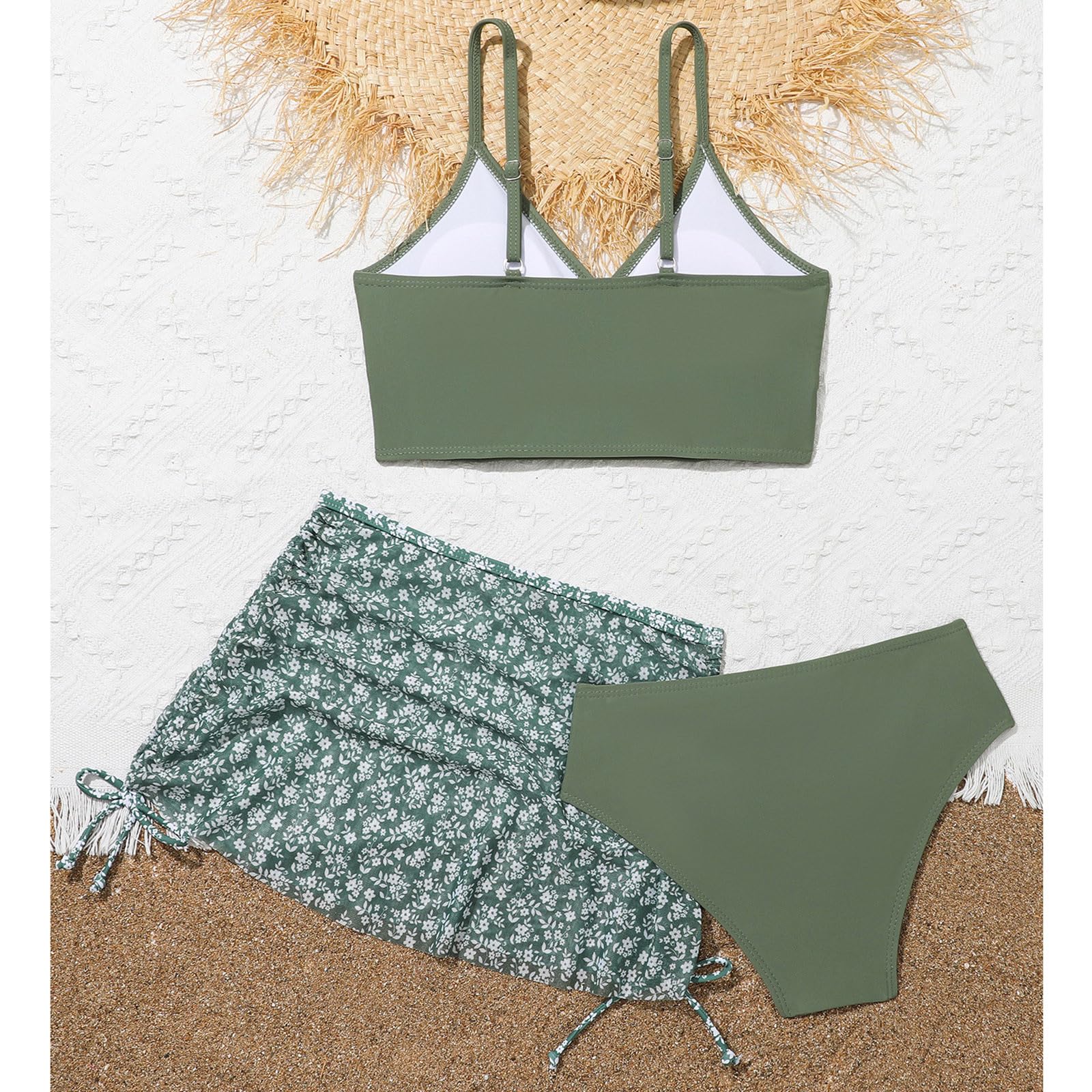 Traje de baño niña una pieza protección solar UPF 50+ UV anti-UV volantes playa floral