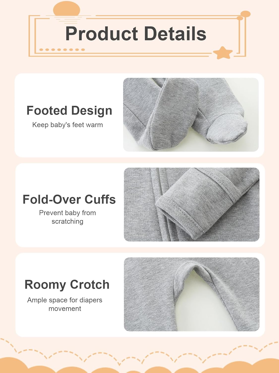 Unisex Baby Boy and Girl Zipper Onesie Solid Toddler Footie One-piece Infant Romper Jumpsuit - Image 4