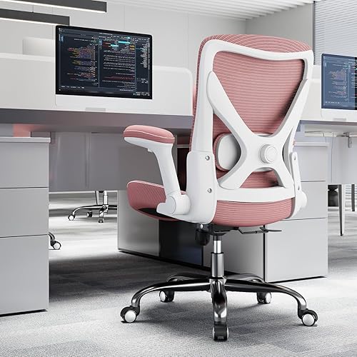 Miniatura 9 de Silla de Oficina para Casa Ergonómica - Silla de Escritorio en Forma de X para Computadora de Malla con Cuero de PU, Soporte Lumbar Ajustable -