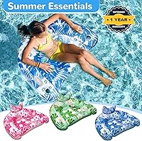 Vista 7 de Pool Floats, 3 Pack Inflatable Pool Floats Kids, Pool Floats with Cupholders & Duty Handles, Upgraded Pool Chairs, Perfect Summer Pool Toys for