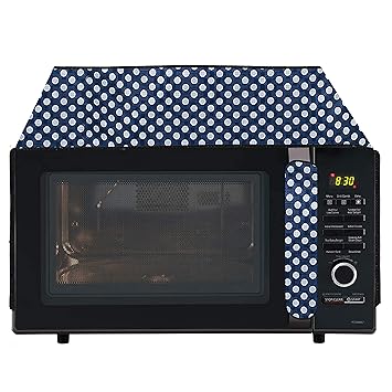 Wings Star Oven Top Cover for Samsung 23 Litre Solo Microwave Oven MS23F301TAK/TL Black - Microwave Top Cover with 4 Utility Pockets and 1 Oven Handle Cover KUM47