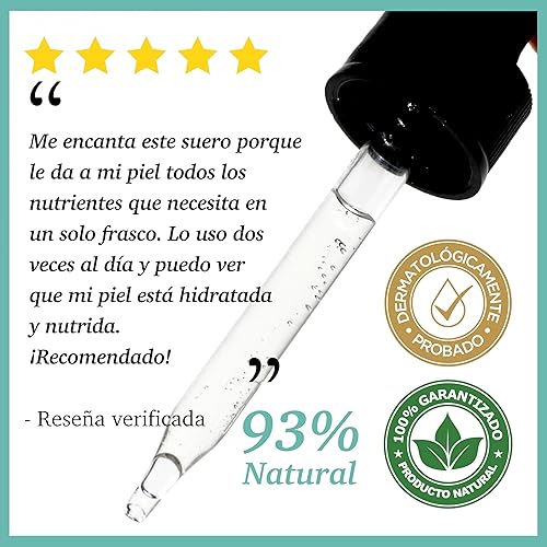 Vista 100 de Suero facial de ácido hialurónico NATUAL100 fabricado en Estados Unidos para rellenar la piel hidratante y brillante antienvejecimiento