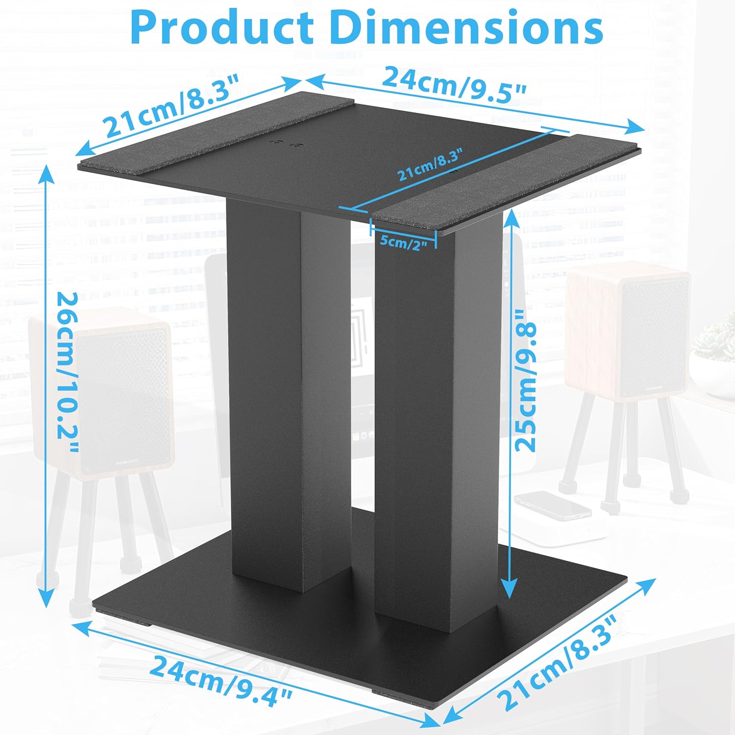 Desktop Speaker Stands 1 Pair Bookshelf Speakers Steel Studio Monitor Stands