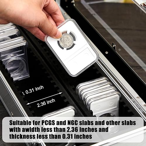 Miniatura 4 de Funrous Caja de almacenamiento de monedas de aluminio para 1005020 losas para soportes de losas, suministros de colección, caja de almacenamiento