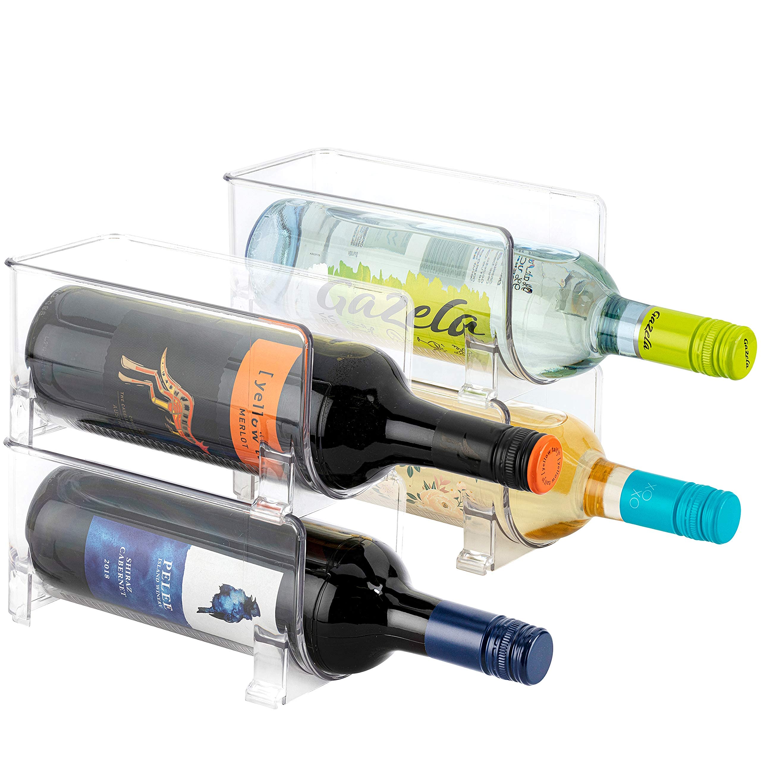 Set of 4 -JinaMart Stackable Wine Storage Rack | Counter Top Wine Holder | Free Standing Organizer for Refrigerator or Kitchen Countertops (Holds 4 Bottles)