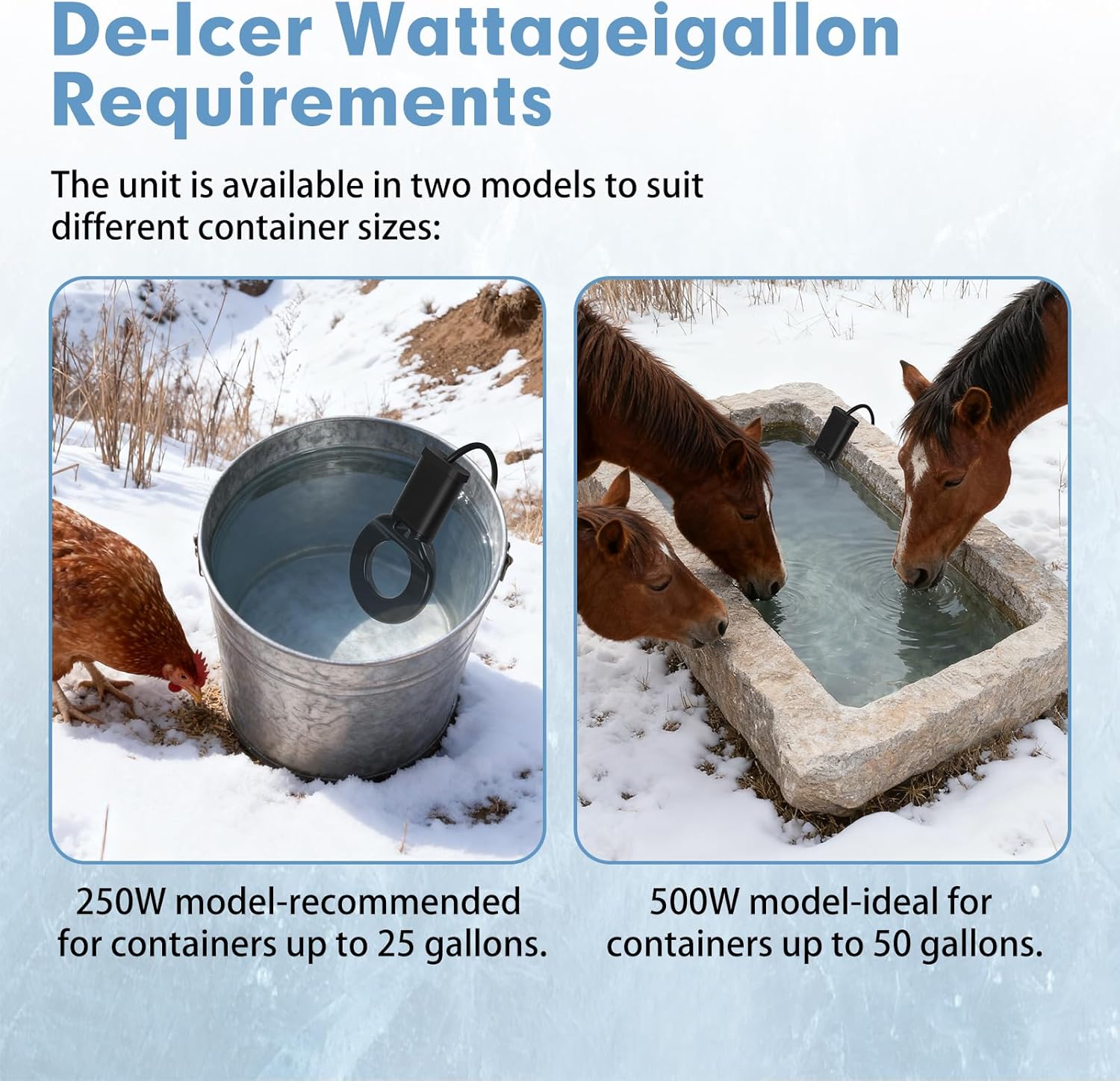 3PCS 500W Utility De-Icer Heater - Cast Aluminum Thermostatic Control for Bird Bath, Chicken Waterer & Stock 9.8FT Cord Chicken Water Heater - Safe for Livestock, Wildlife