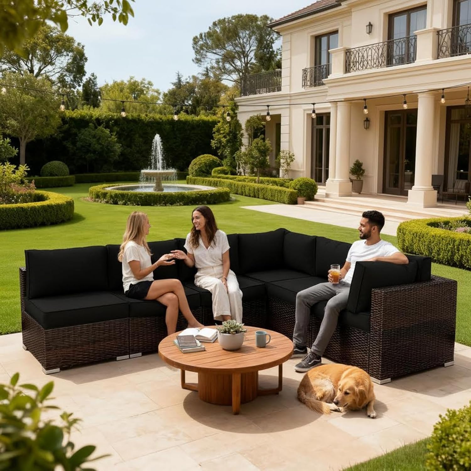 14 Pcs Outdoor Cushion Slipcovers, Patio Furniture Cushion Cover Raplacement, Water-Resistant Patio Furniture Cushion Covers with Zipper (Black, 24.8Lx24.8Wx3.14H)