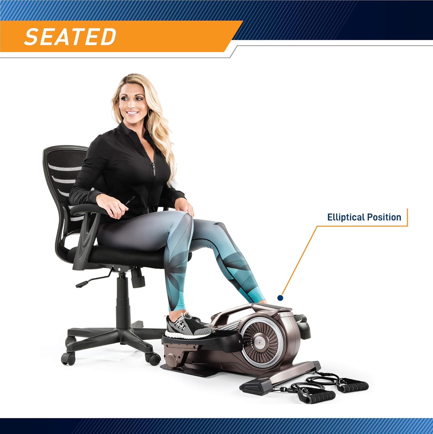 Bionic Body Magnetic Tension Under-Desk Elliptical Mini Stepper Trainer with Resistance Tubes NS-1009, One Size : Sports & Outdoors