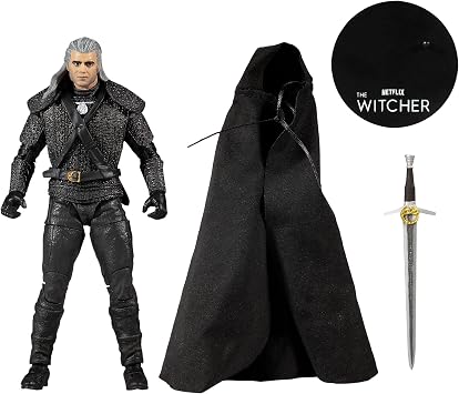 McFarlane Toys, Netflix The Witcher 7-inch Geralt of Rivia Action Figure with 22 Moving Parts, The Witcher Season 2 Collectible Figure with Collectors Stand Base– Ages 12+
