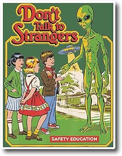 Don't Talk to Strangers Colorful Refrigerator Magnet | UV Printed 5-Inch Kitchen Decor Accessory Featuring Stunning Design | Alien Stoner Stones Psychedelic Galaxy Rock CSM1499