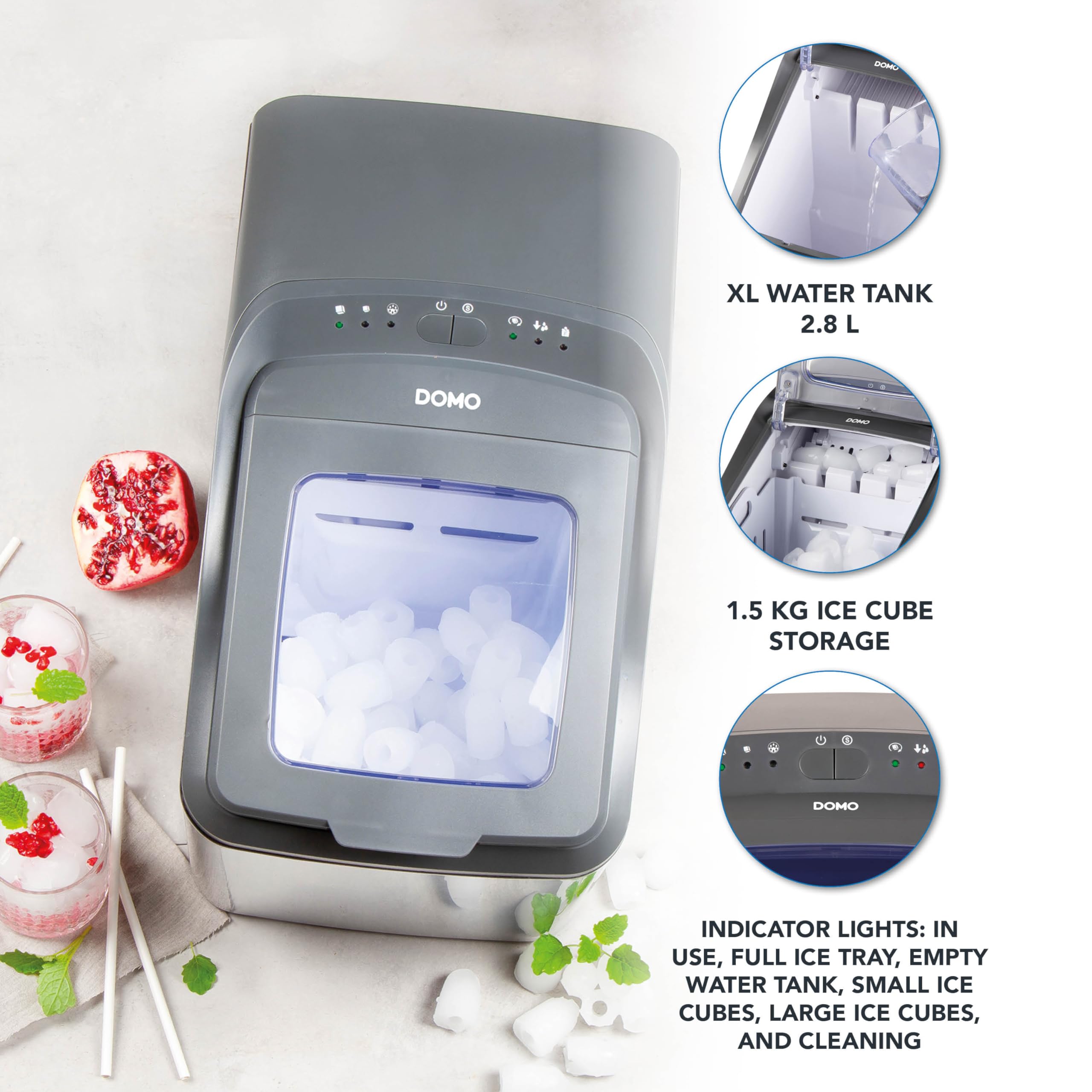 DOMO DO9247IB - Máquina para cubitos de hielo Pro 'Ice Maestro' – 15 kg/24 horas – 2,8 L