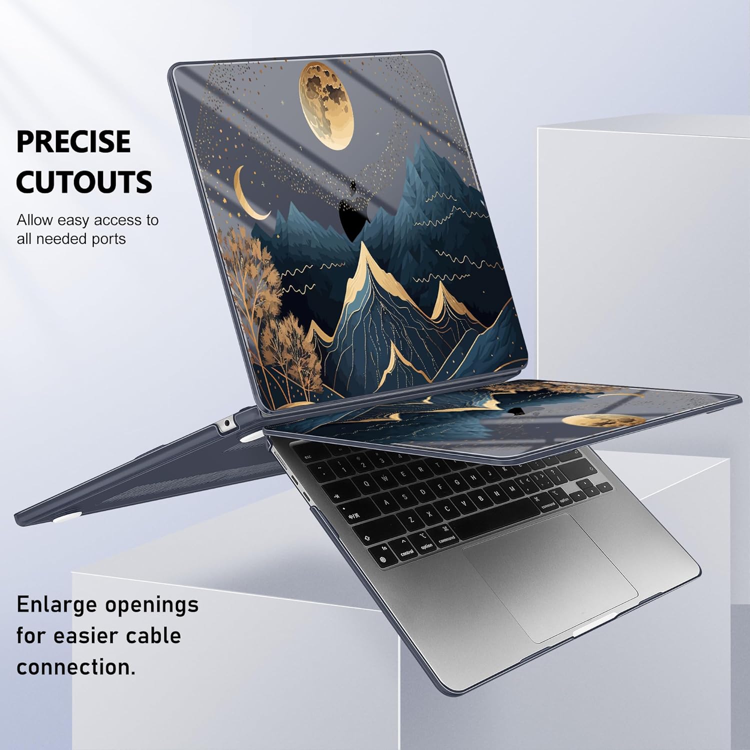 May Chen Compatible with M4 MacBook Air 15 inch Case 2025 2024 2023 A3241 A3114 M3 A2941 M2 with Liquid Retina Display & Touch ID, Plastic Hard Shell with Keyboard Cover - Starry Mountain - Image 6