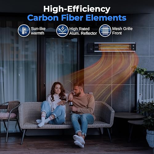 Miniatura 2 de SereneLife - SLOHT26 Calentador eléctrico con infrarrojos para exterior, de 1500 W para calentar rápido la pared o techo, sin olor, calentador