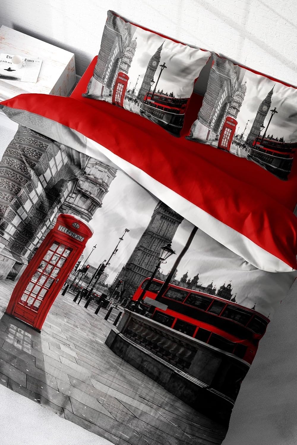 MONOHOME London 3D Pamuk Saten Çift Kişilik Nevresim Takımı, monohome3954