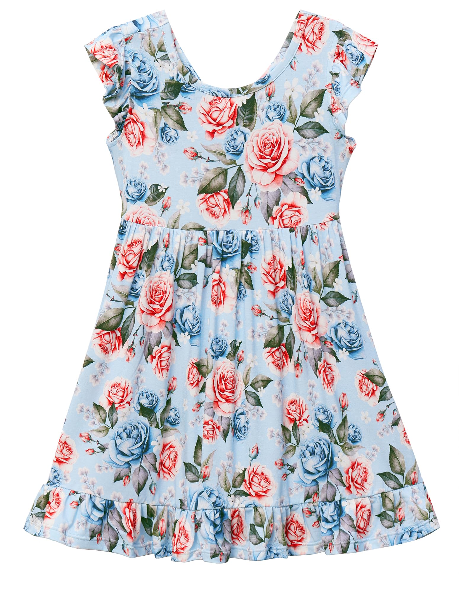 BambooBud Toddler Girls Dress Viscose from Bamboo Ruffle Backless Sleeveless Kids Casual Party Dresses 2T-5T